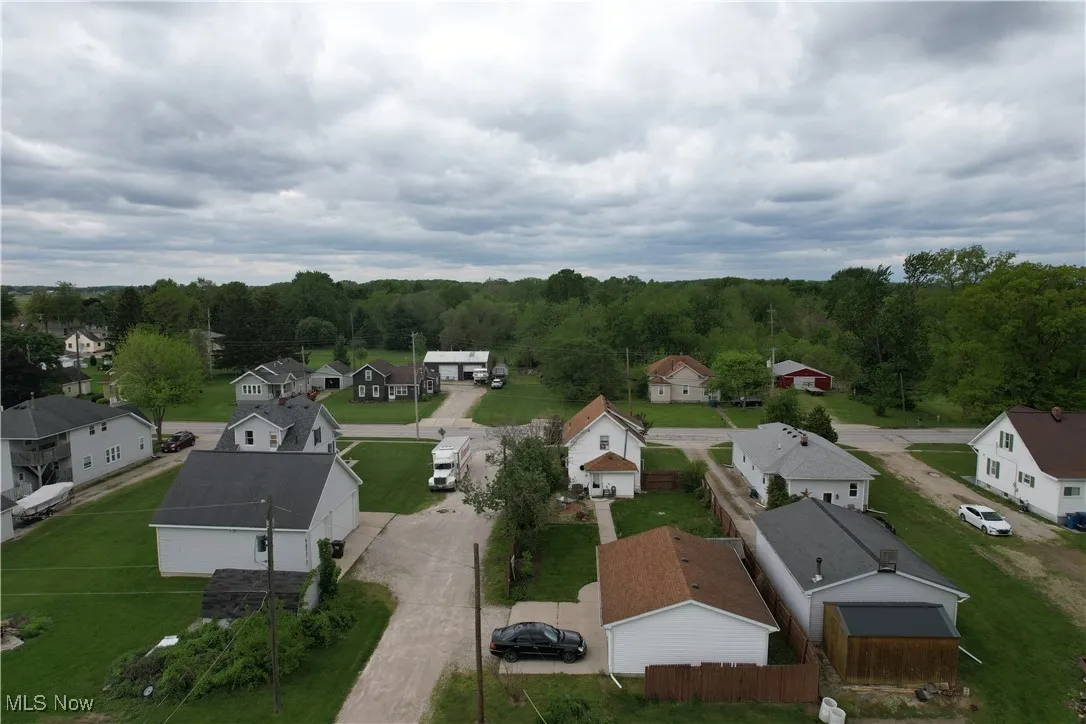 Aerial perspective of suburban area