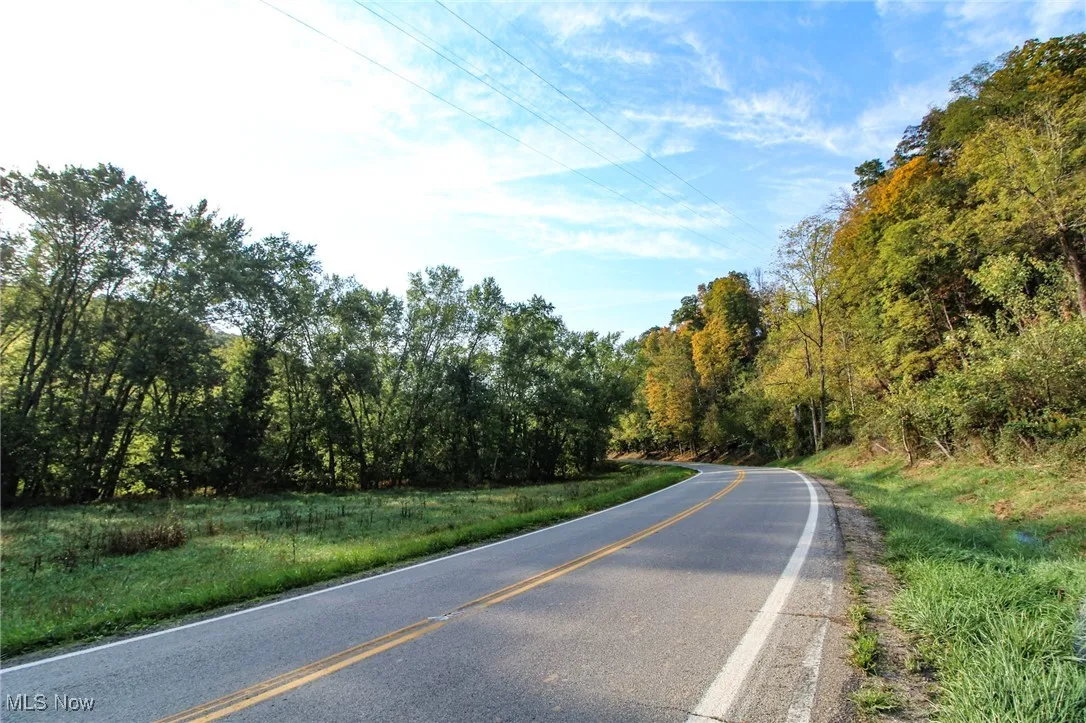 View of asphalt street featuring a wooded view