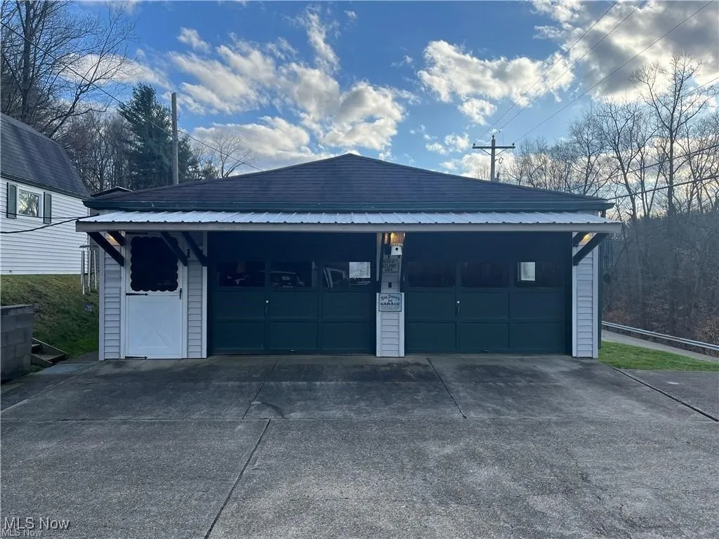 View of detached garage