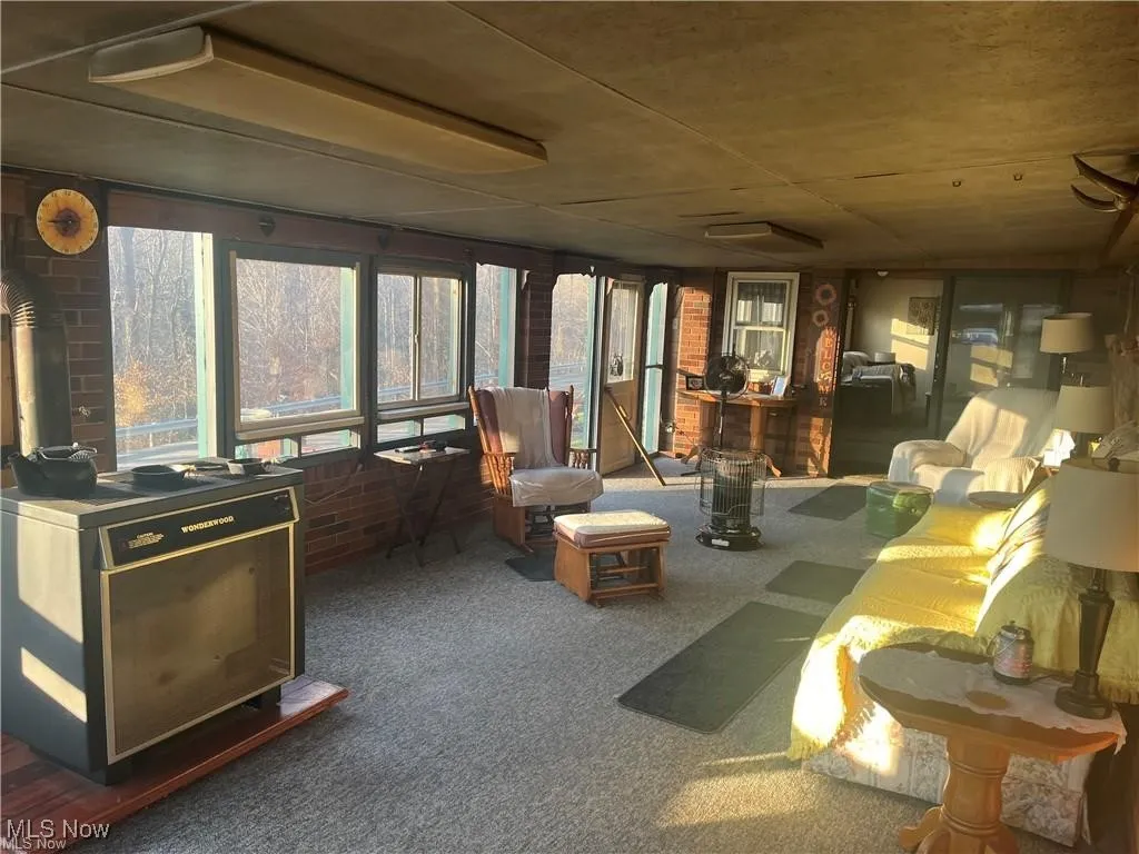 Sunroom featuring carpet