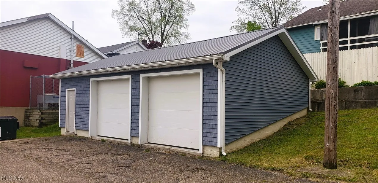 View of detached garage