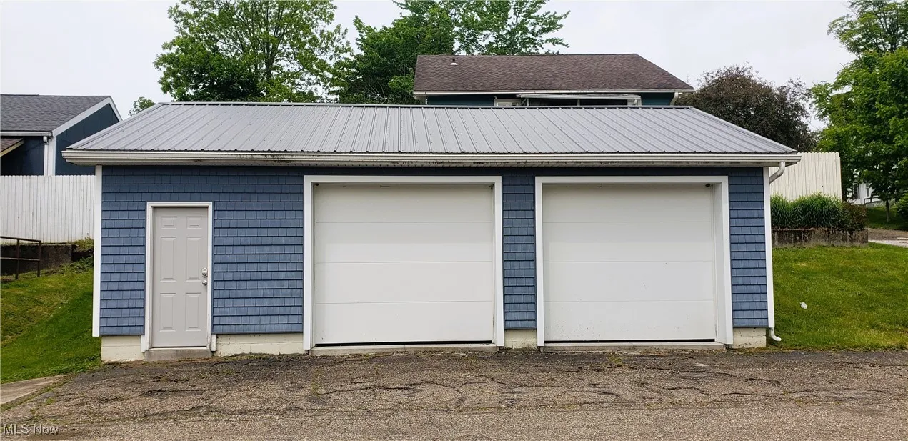 View of detached garage