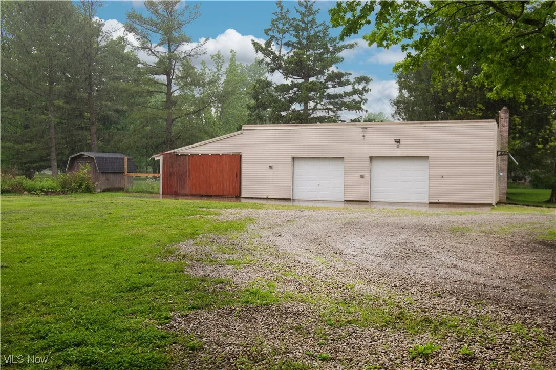 View of detached garage