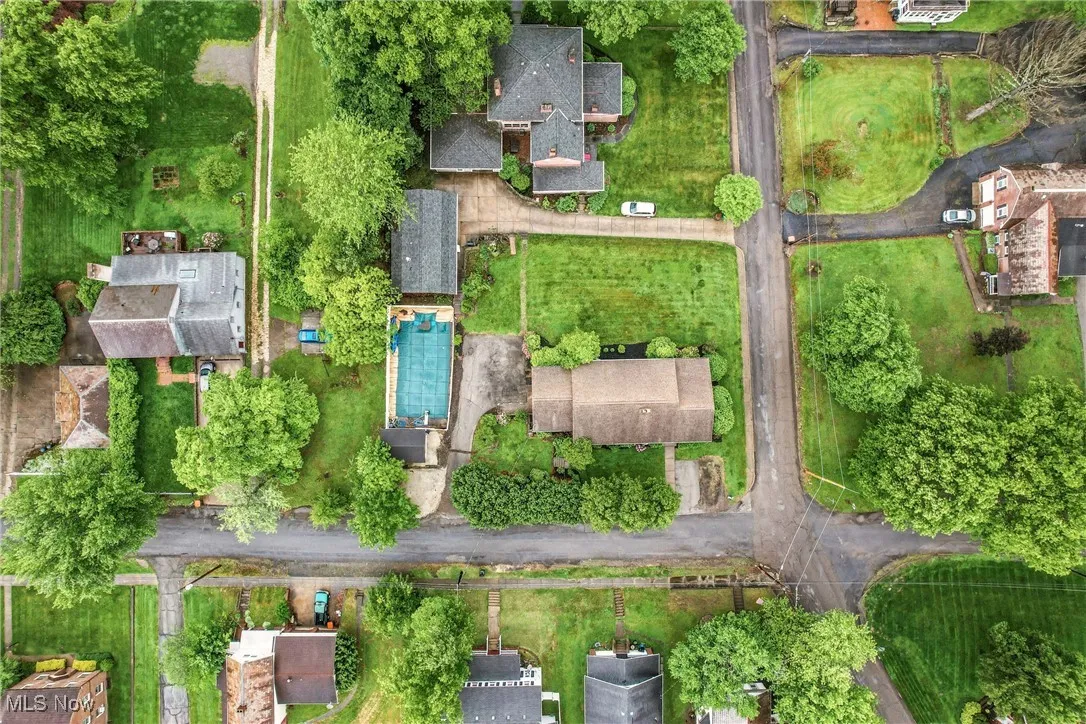 View from above showing home and pool
