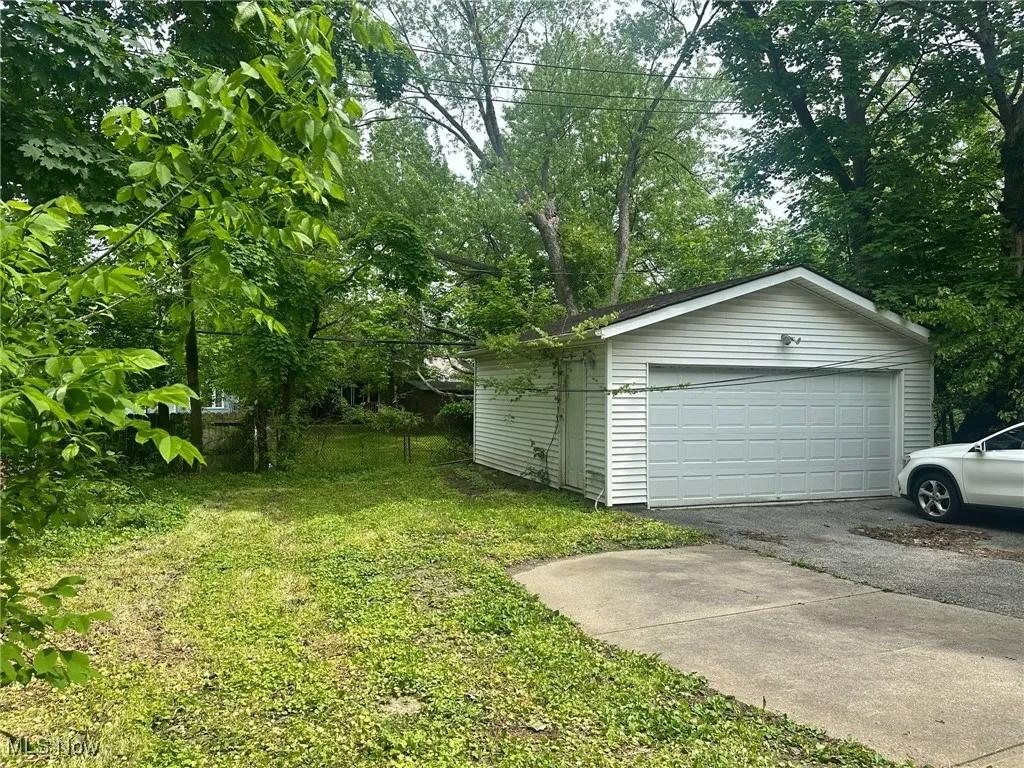 View of detached garage