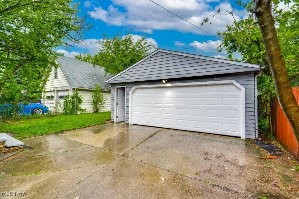View of detached garage