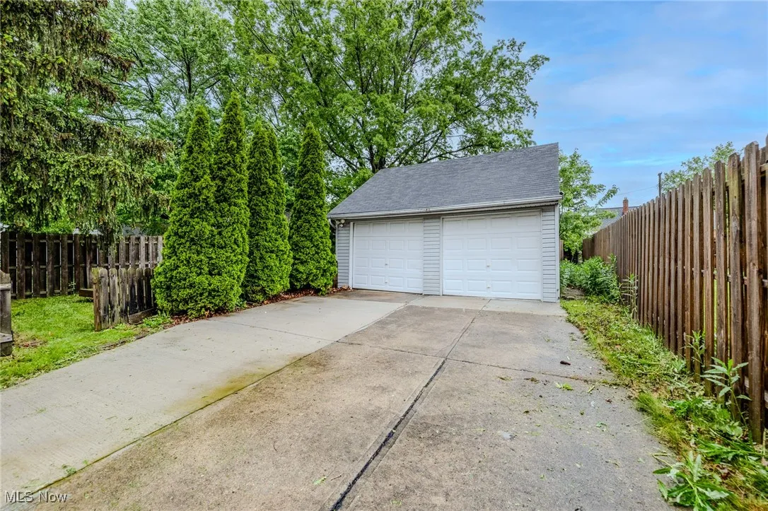 View of detached garage