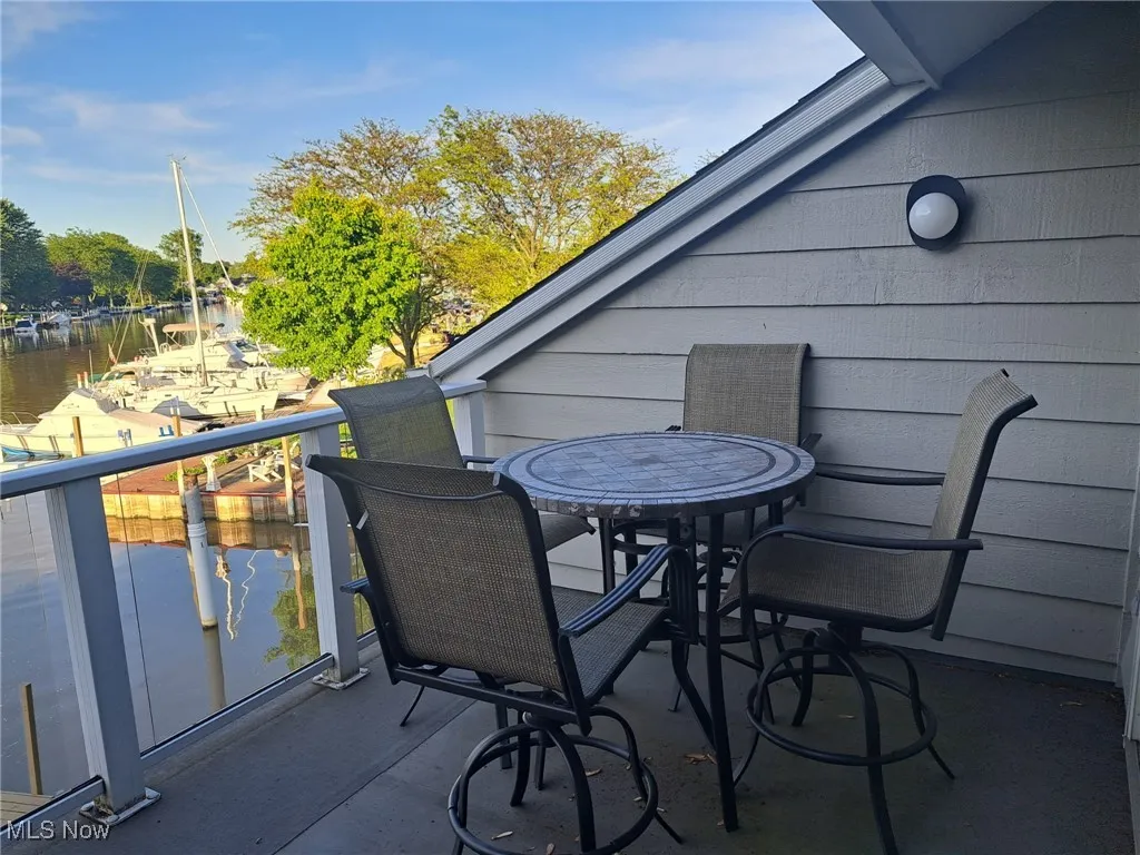 Patio with a water view