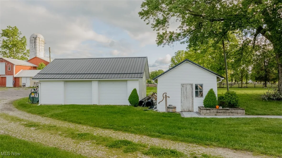 View of detached garage