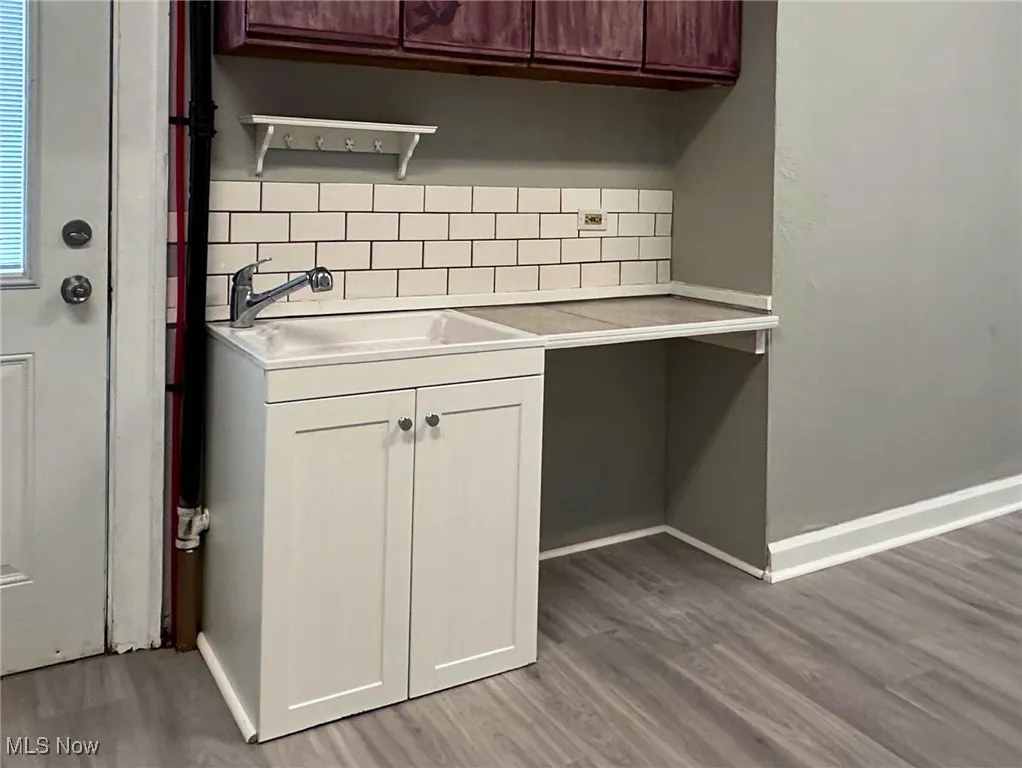 Close-up of the new counter space and kitchenette area