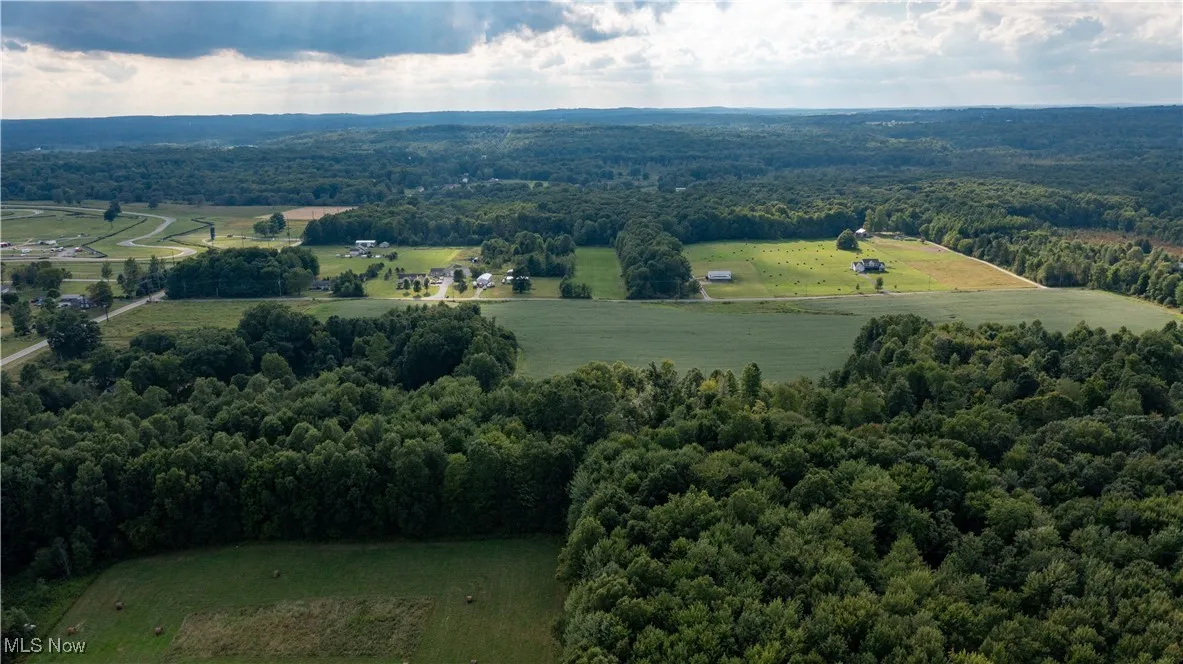 Birds eye view of property with a rural view