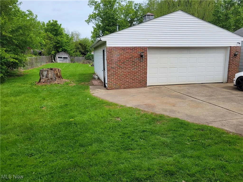 View of detached garage