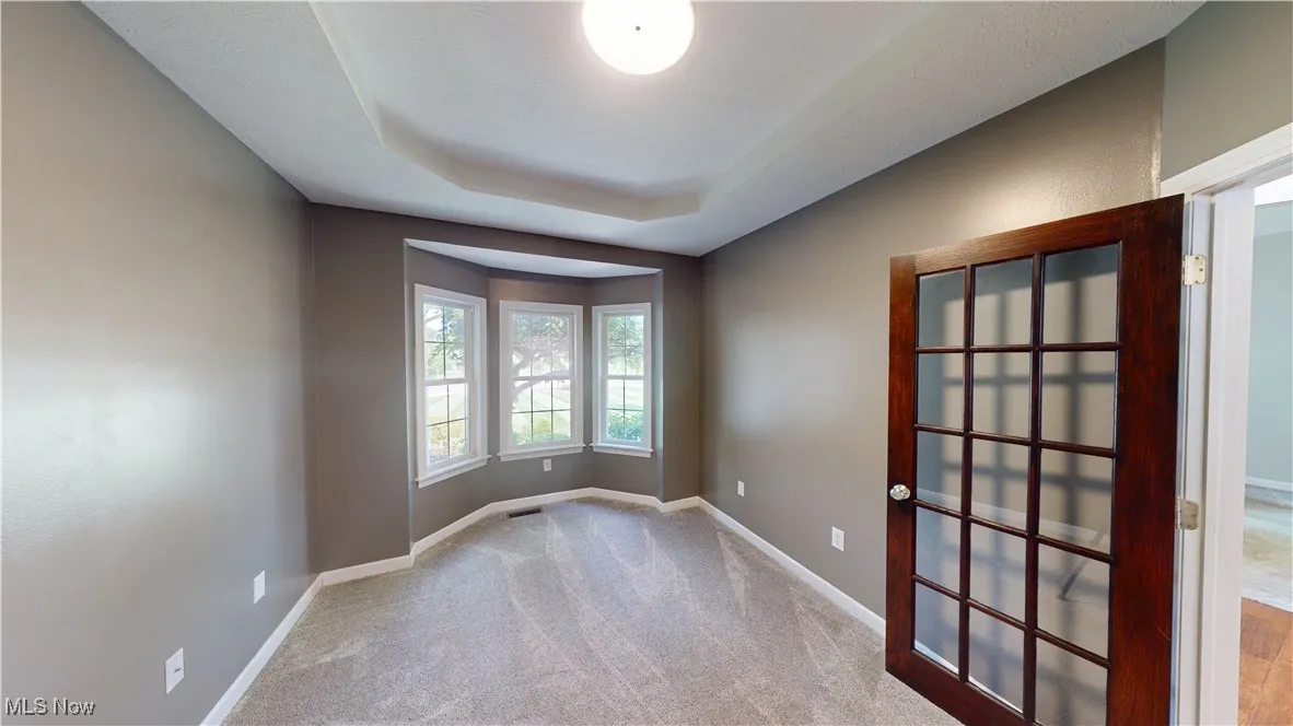 Empty room with baseboards and carpet floors