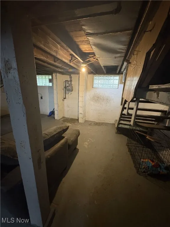 Basement with gas meter and plenty of natural light