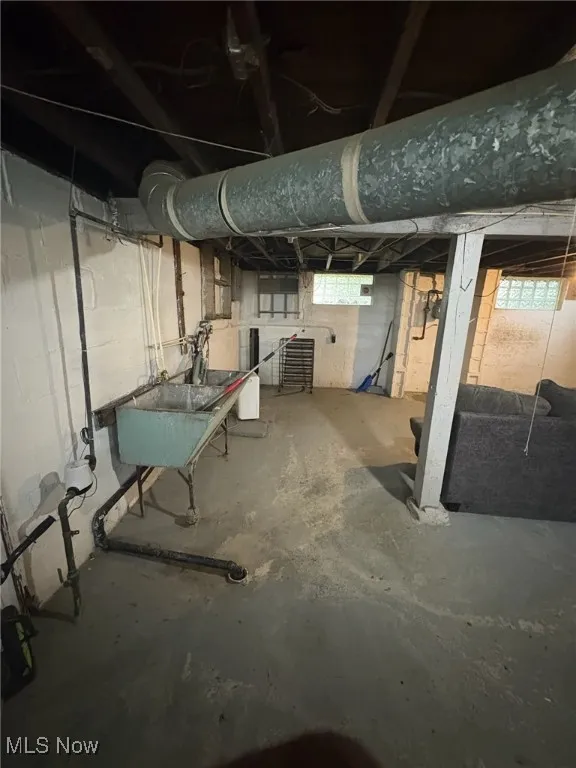 Basement with a sink