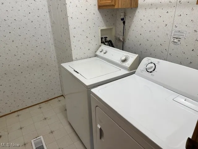 Laundry room featuring washer and dryer and cabinets space