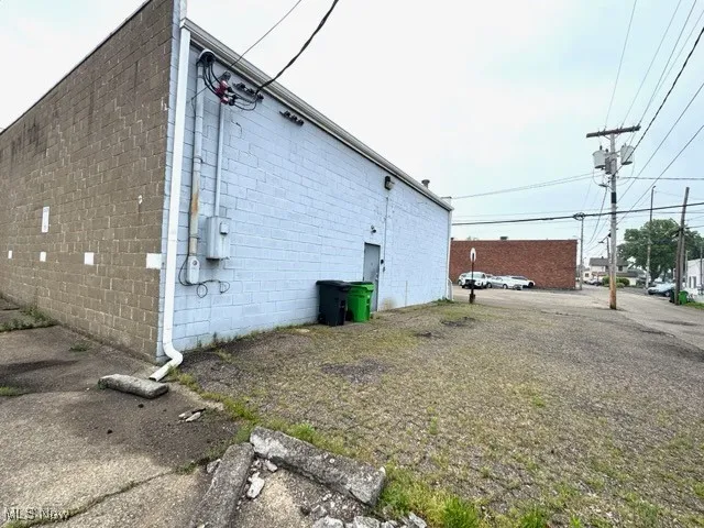 View of side of building off alley