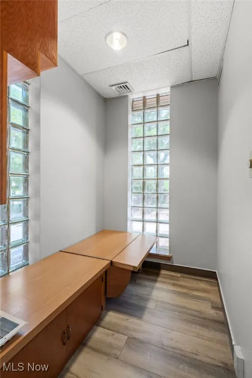 closet or children play room with glass block window.