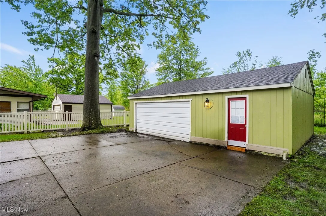 View of detached garage