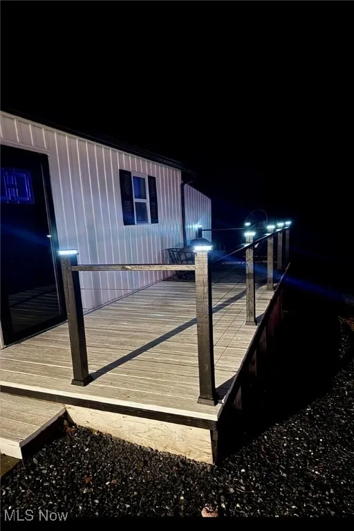 View of deck at twilight