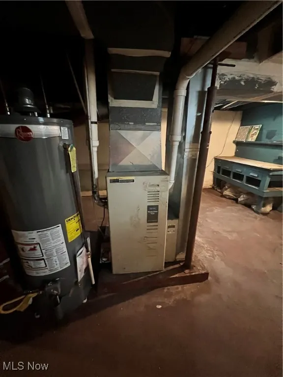 Utilities with water heater and furnace