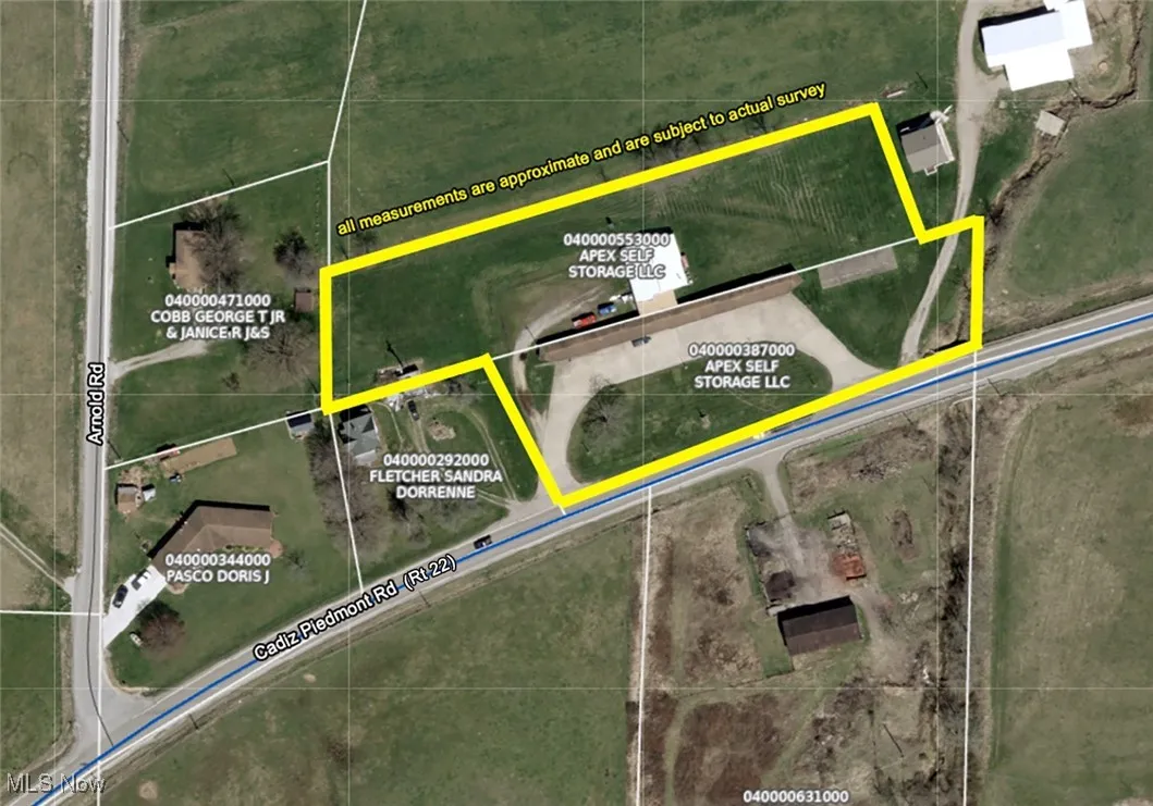 Aerial overview of property's location with property boundaries highlighted