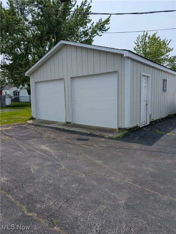 View of detached garage