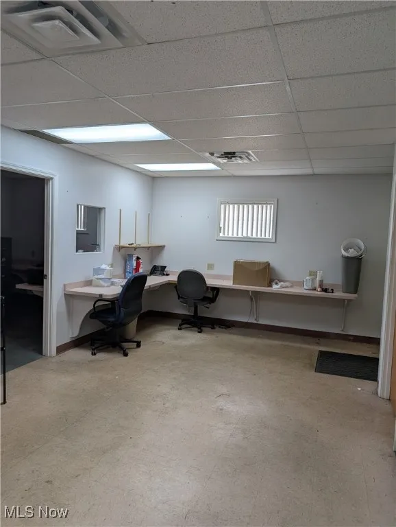 Office space with a drop ceiling