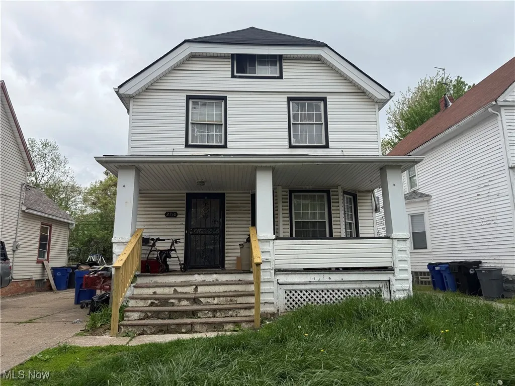 View of front of property featuring covered porch