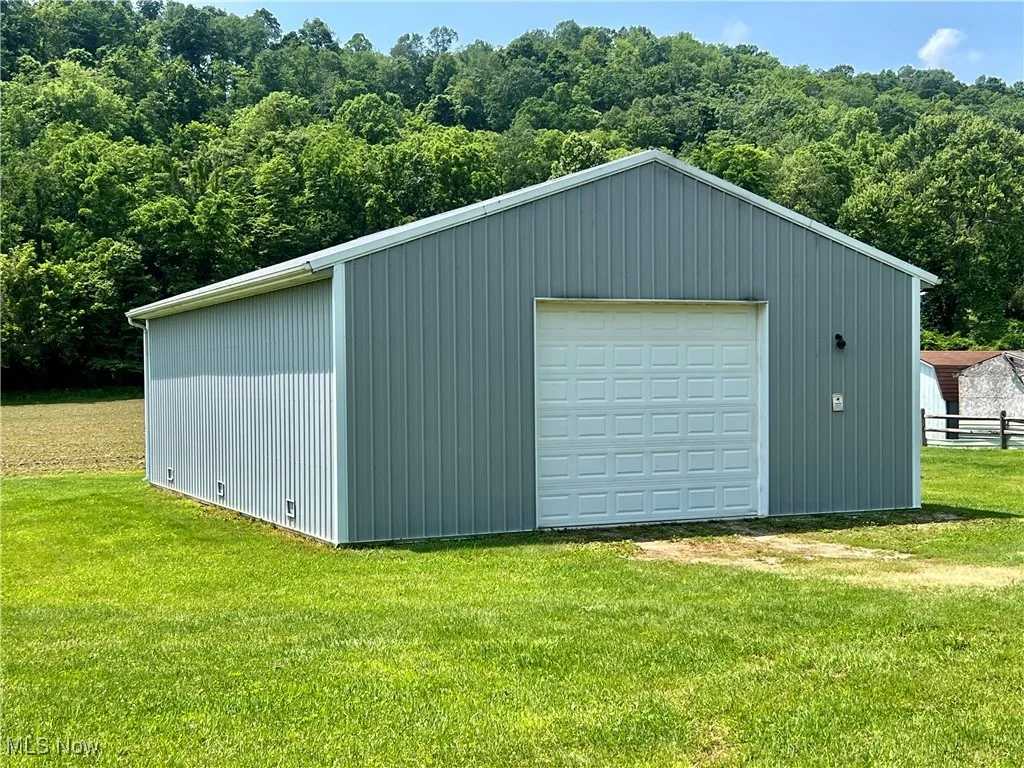 View of detached garage