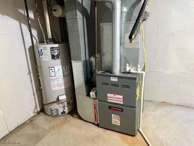 Utility room featuring water heater