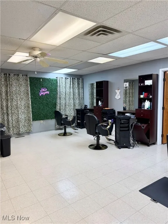 Community lobby with a drop ceiling