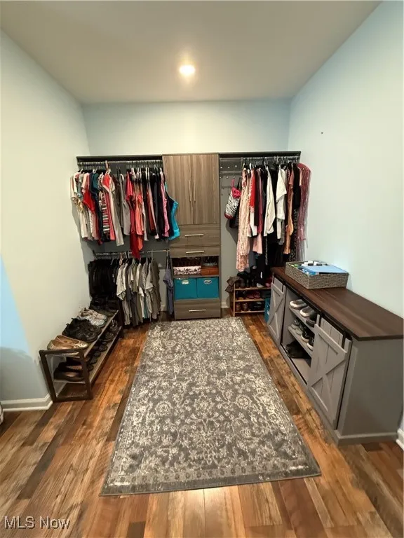 Large 9x9 Walk-in closet with direct access to Master Bath and Laundry Room.  Plenty of room to add more shelves!