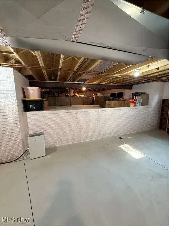 Large elevated crawl space.