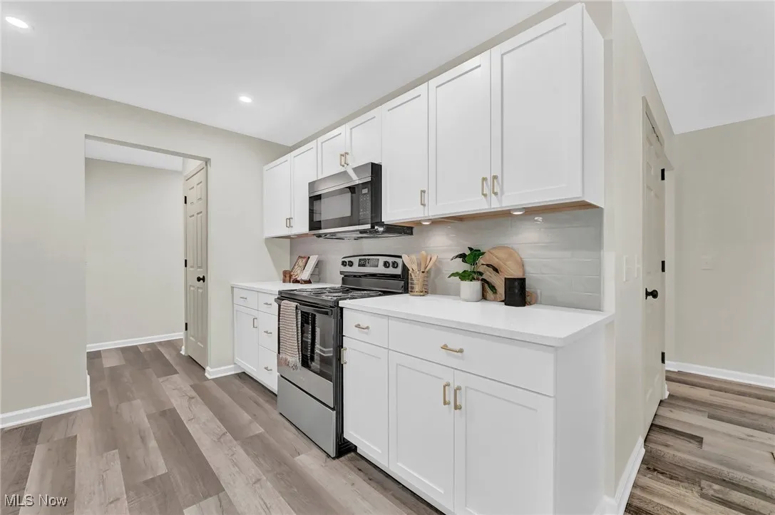 Kitchen featuring stainless steel appliances, light wood-type flooring, recessed lighting, backsplash, and light​​‌​​​​‌​​‌‌​‌‌​​​‌‌​‌​‌​‌​​​‌​​ countertops