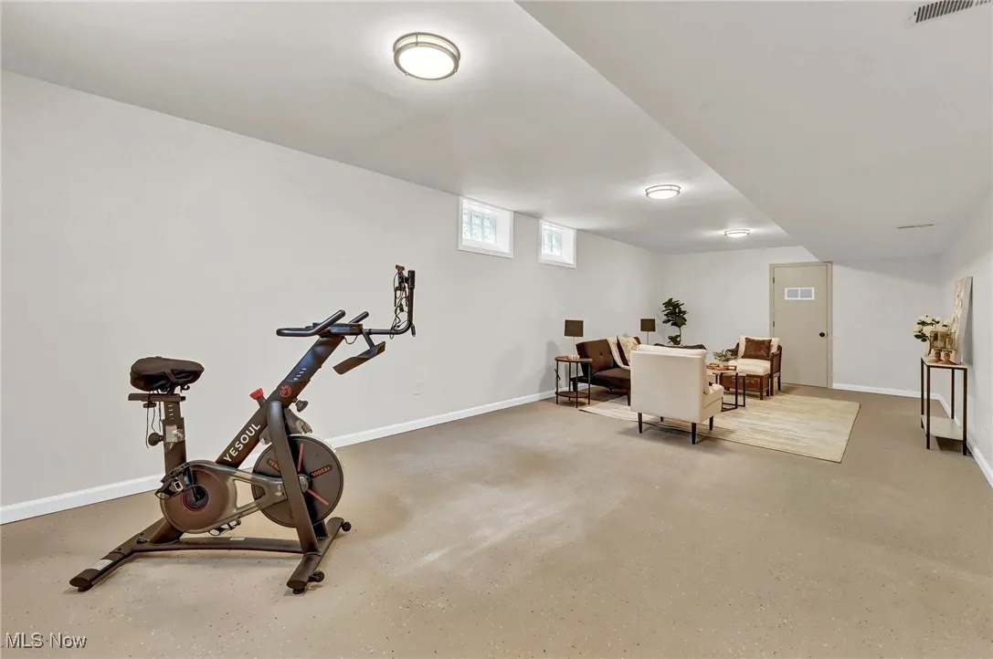 Workout room with baseboards