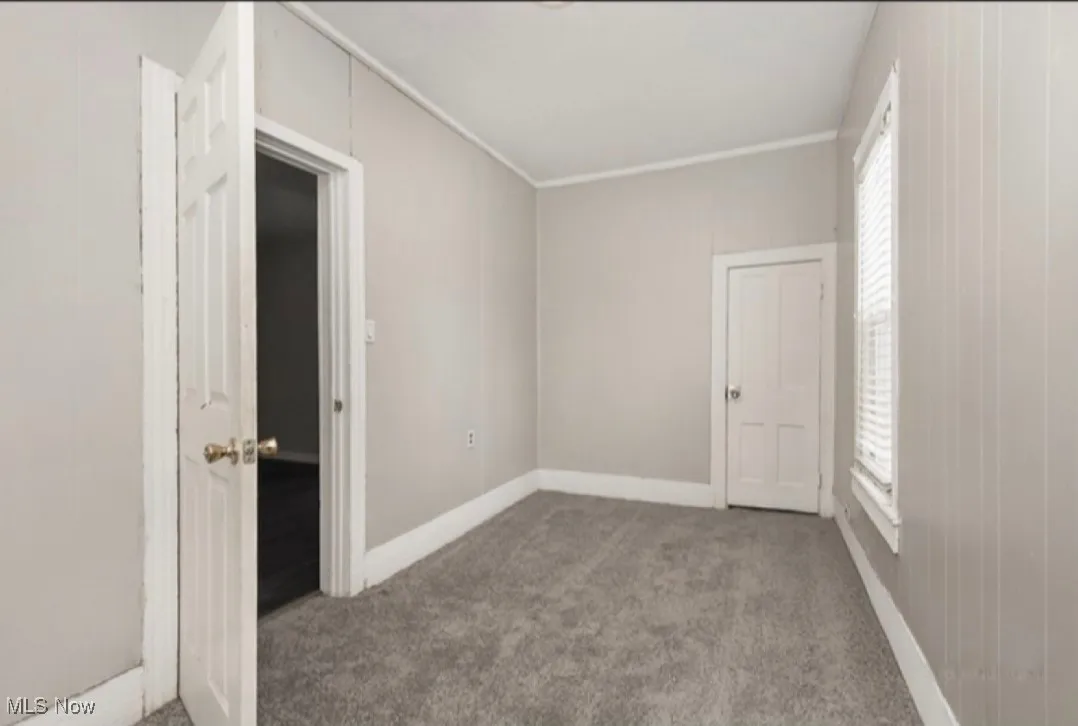 Spare room featuring carpet flooring, plenty of natural light, and baseboards