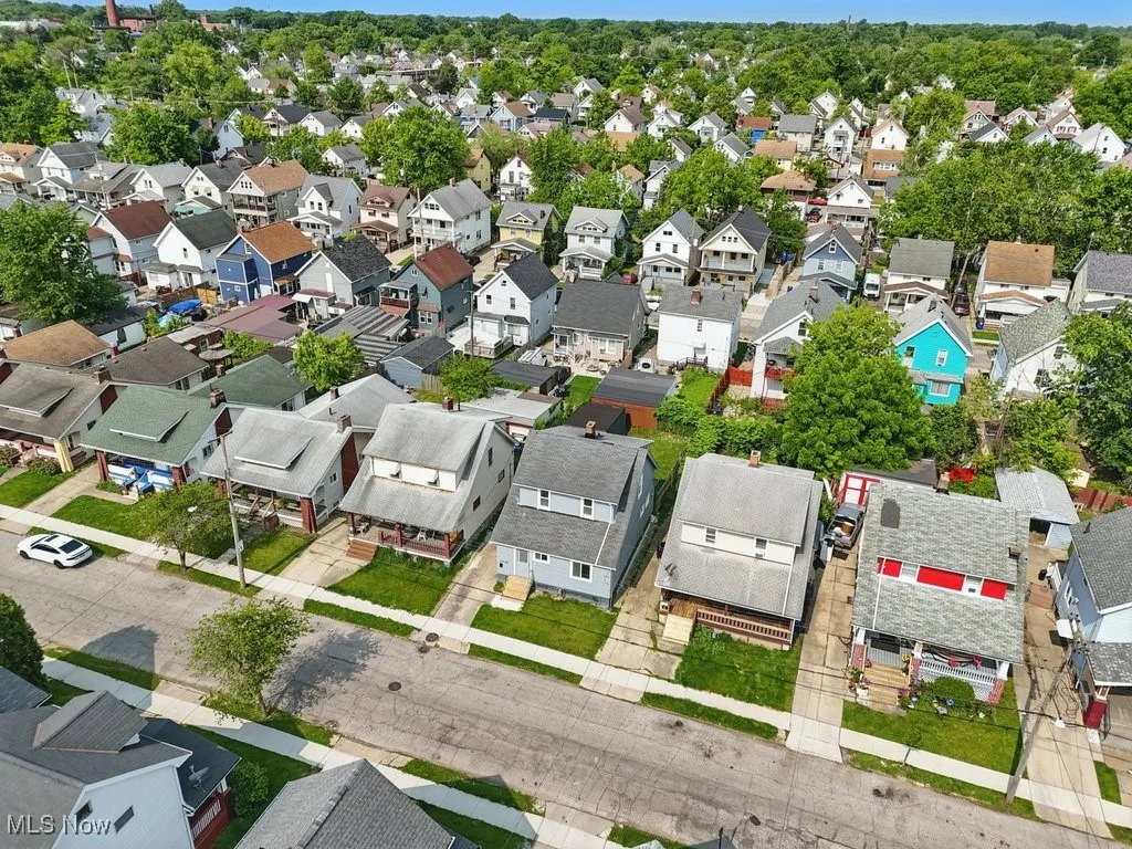Aerial perspective of suburban area