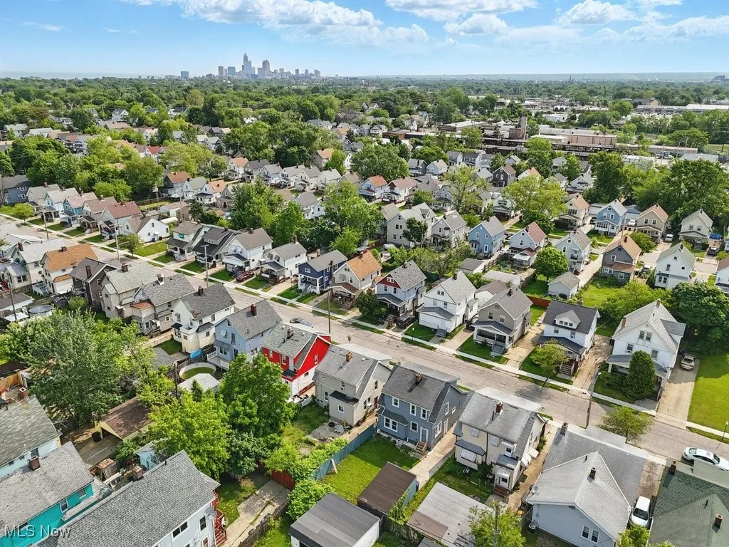Aerial perspective of suburban area