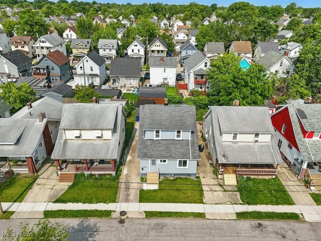 Aerial perspective of suburban area