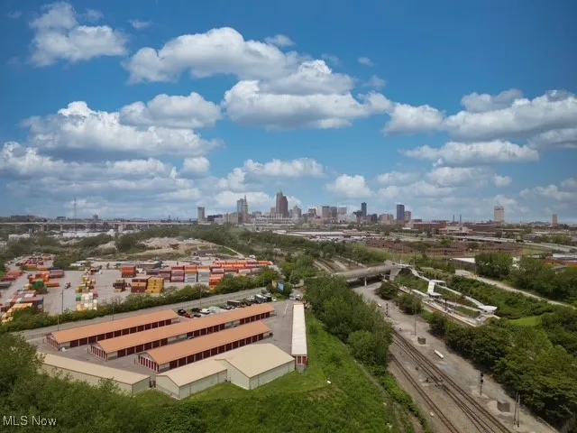 Drone / aerial view of city skyline