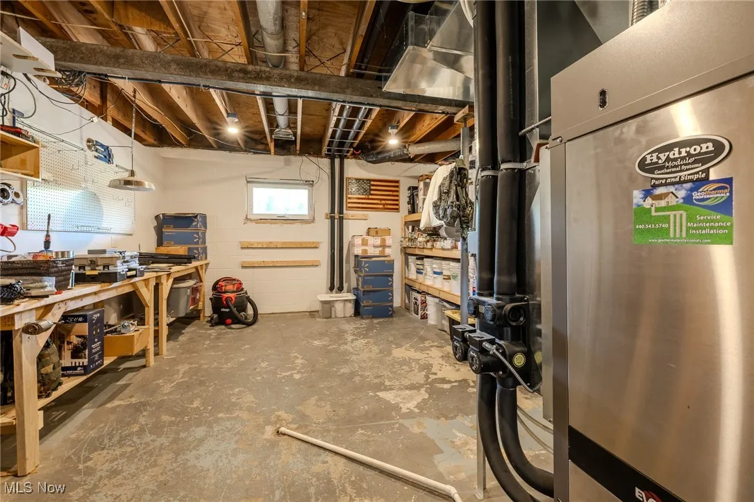Below grade area featuring a workshop area