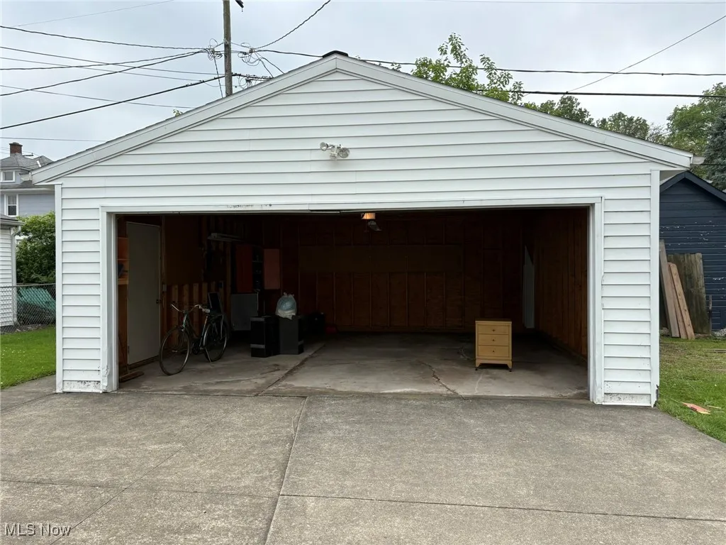 View of detached garage
