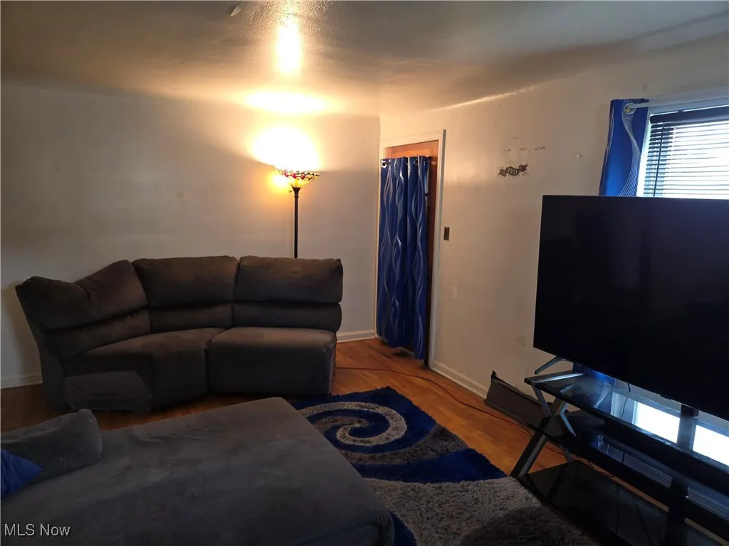 Living room featuring wood finished floors and baseboards