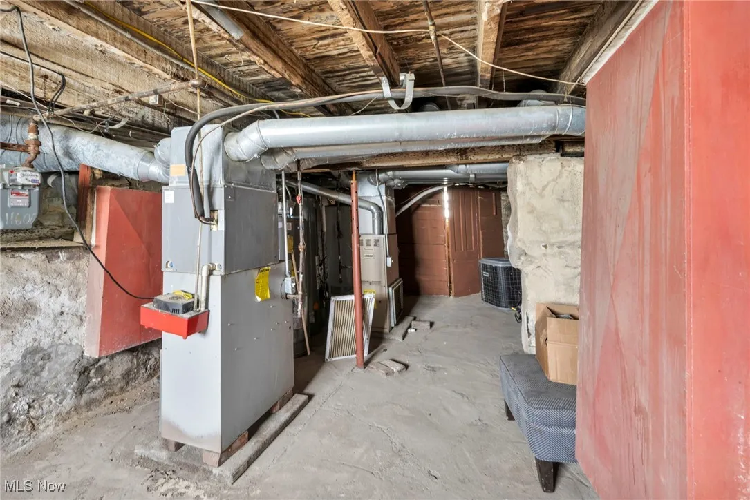 Unfinished below grade area with heating unit