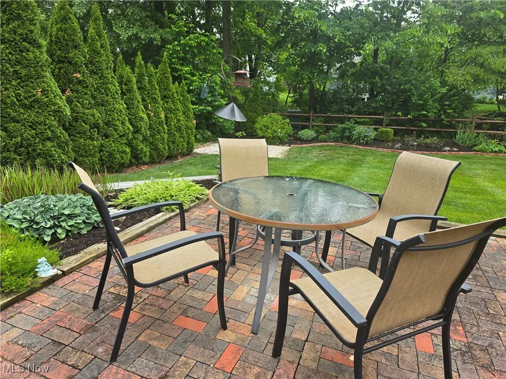 View of patio with outdoor dining area