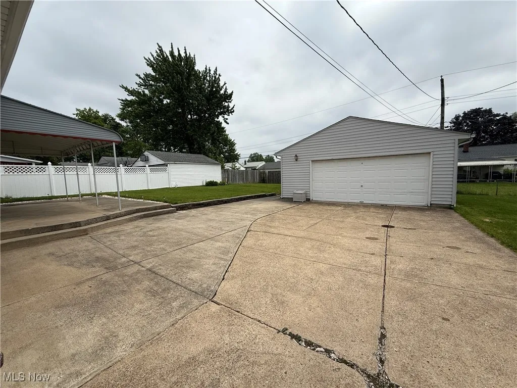 View of detached garage