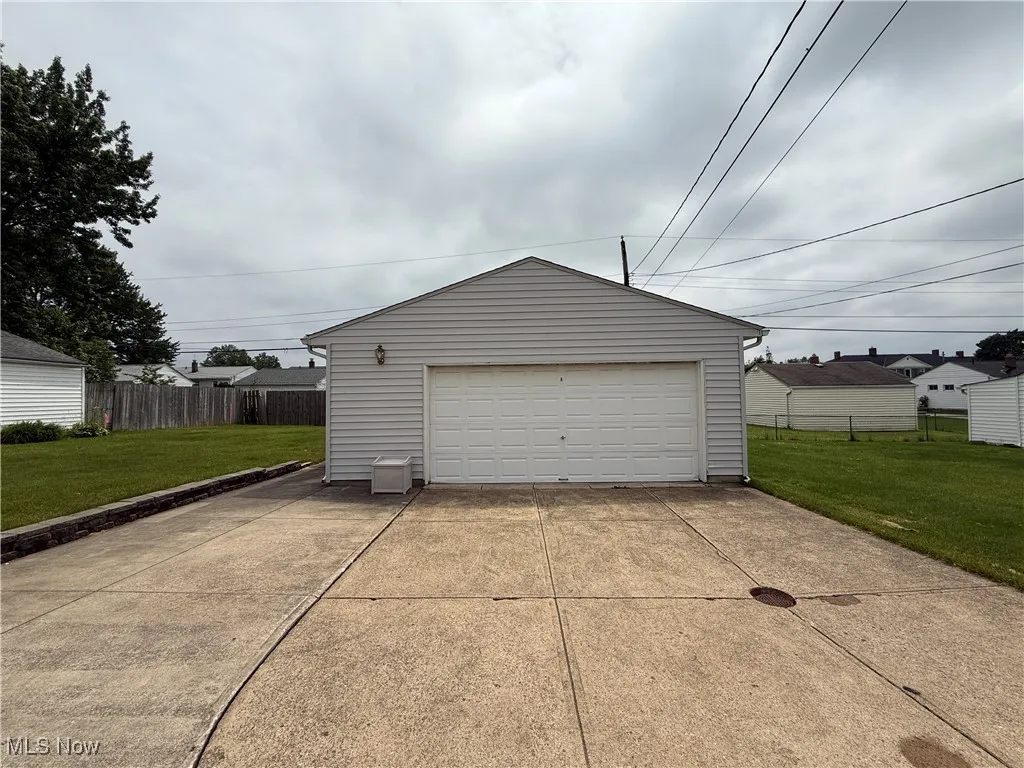 View of detached garage