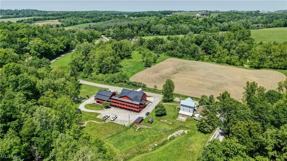 Bird's eye view of a heavily wooded area