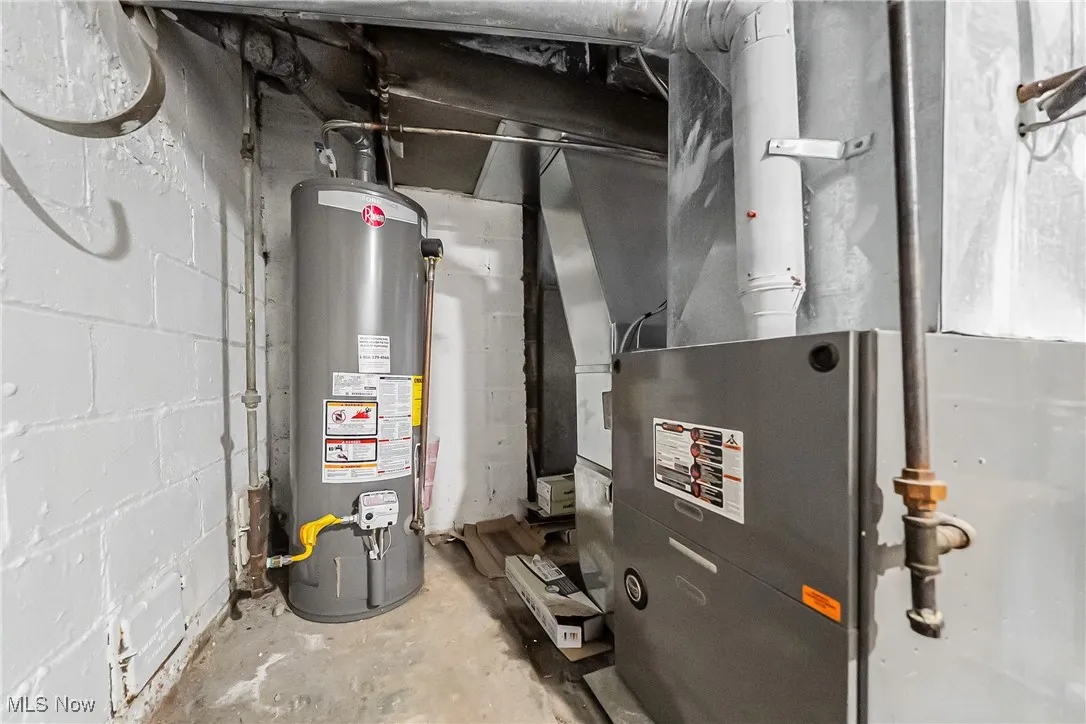 Utility room featuring gas water heater